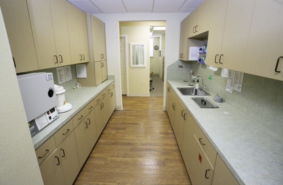 Handwashing and storage area in orthodontic office